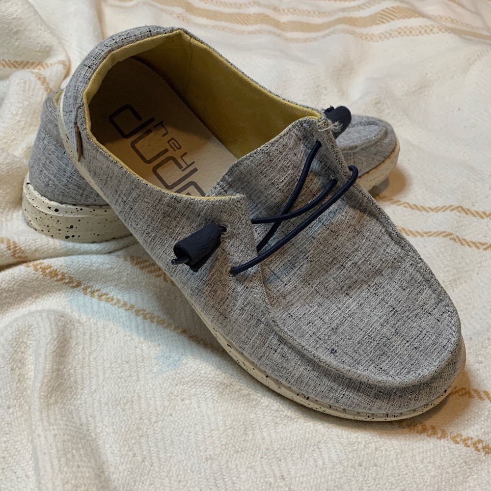 Hey Dude Wendy Slip on Shoes in Chambray White Blue Size 7